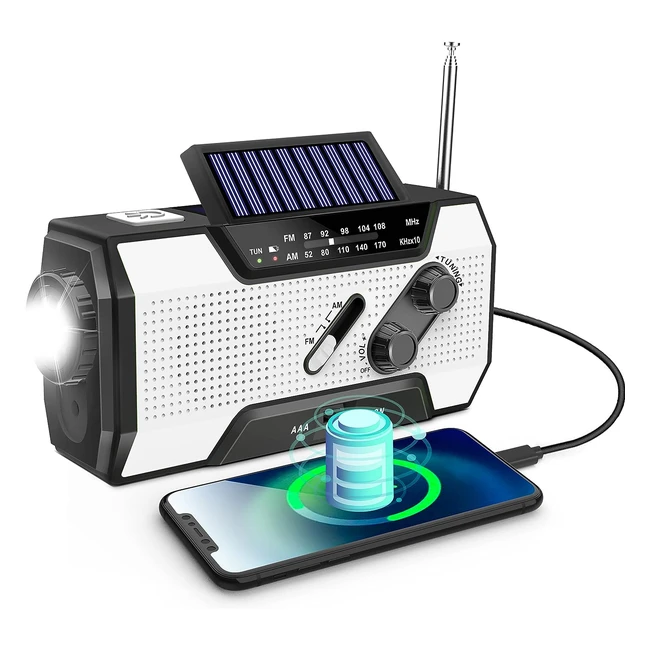 Emergency Wind Up Radio Solar Crank AM/FM Weather Radio with 2000mAh Power Bank