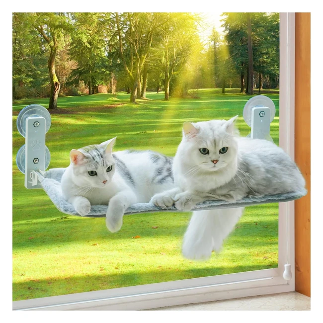 Hamac chat fenêtre pliable MeWoofun - lit pour chat avec ventouses stables - jusqu'à 18kg - gris