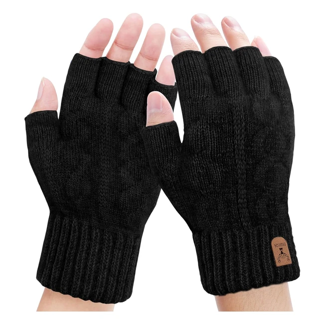 Kordear Fingerless Gloves - Men's Thermal Winter Gloves | Soft Lining | Half Finger | Warm Knitted Gloves