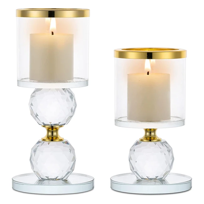 Support pour bougies piliers en cristal - Moderne candélabre photophore pour table déco salon - Cadeaux de mariage