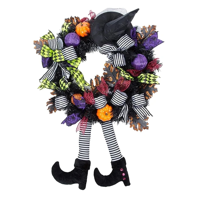 Shavingfun Halloween Wreath - Witch Hat and Legs - 24 Inch - Halloween Decor