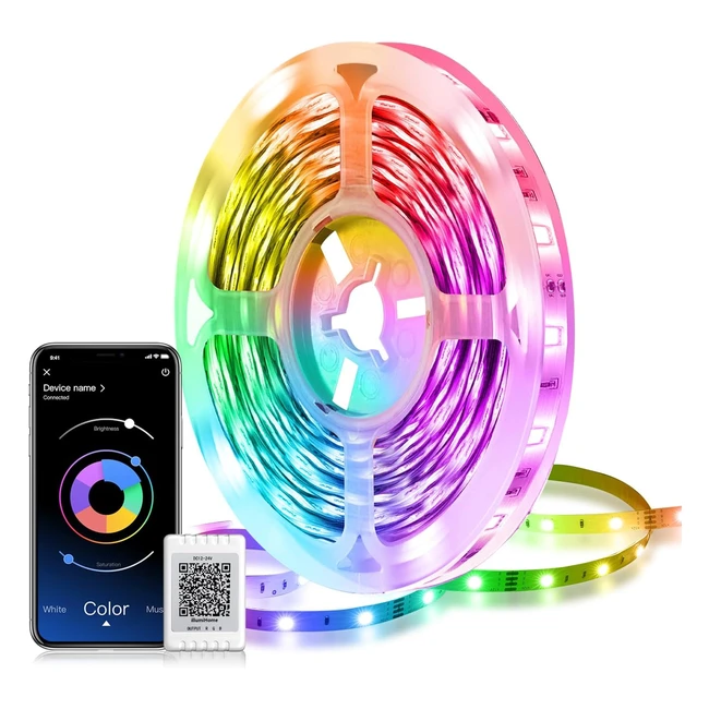 Mexllex LED Strip 5m Musik Sync Farbwechsel LED Fee Lichter steuerbar über App für Party Zuhause Schlafzimmer TV Küche Dekoration
