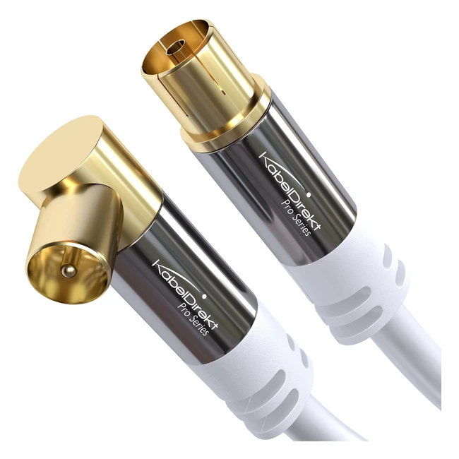 4K Aerial Cable White TV Cable Straight90 Angled Connector 05m | Breakproof Metal Plugs