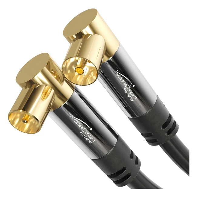 4K Aerial Cable TV Cable 90 Angled Connectors - Cabledirect - Ref: 2M - Breakproof Metal Plugs
