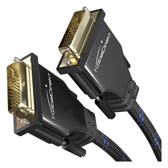 Dual Link DVI Cable - Nylon Braided Ferrite Core Breakproof Fullmetal Plugs - 