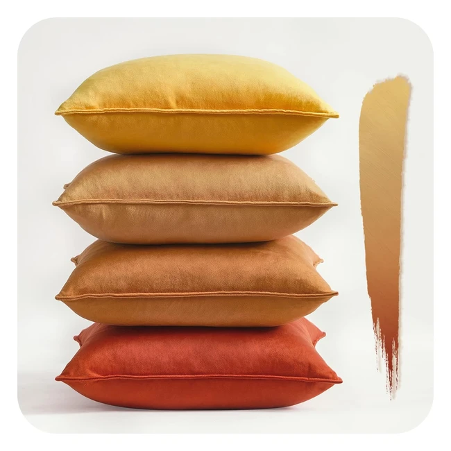 Topfinel Yellow Cushion Covers 40cm x 40cm - Soft Velvet Scatter Decorative Pillows - Set of 4