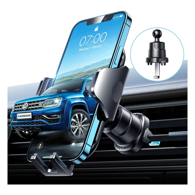 Vanmass Handyhalterung Auto Lüftung 2023 Upgrade Bombensicherer Lüftungshaken 360° drehbarer 100% Silikonschutz Auto Smartphone Halterung für alle Handys und Autos iPhone 14 13 12