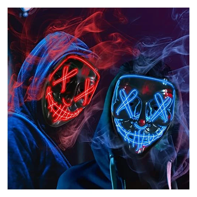 2 Máscaras de Miedo de Halloween con Luz LED - Hopoco