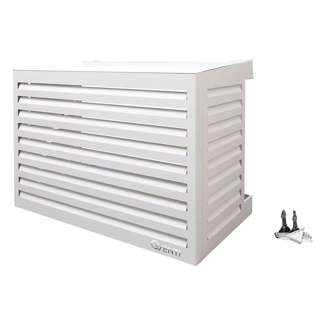 Qventi Abdeckung für Klimaanlage, weiß, Aluminium, Schutzgitter, einfach zu installieren, Größe M