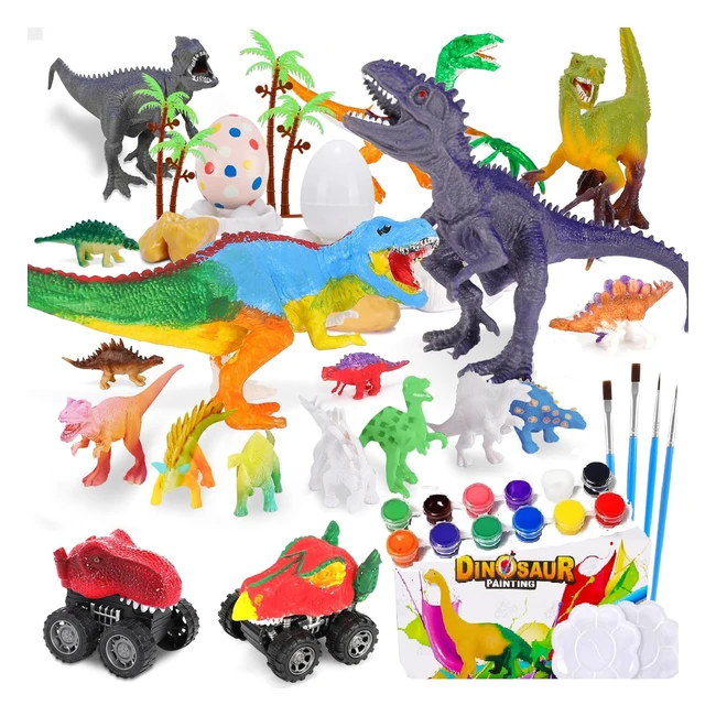 Kit Pittura Dinosauri per Bambini - 45 Pezzi - Creativo e Divertente - Regalo per 3-8 Anni