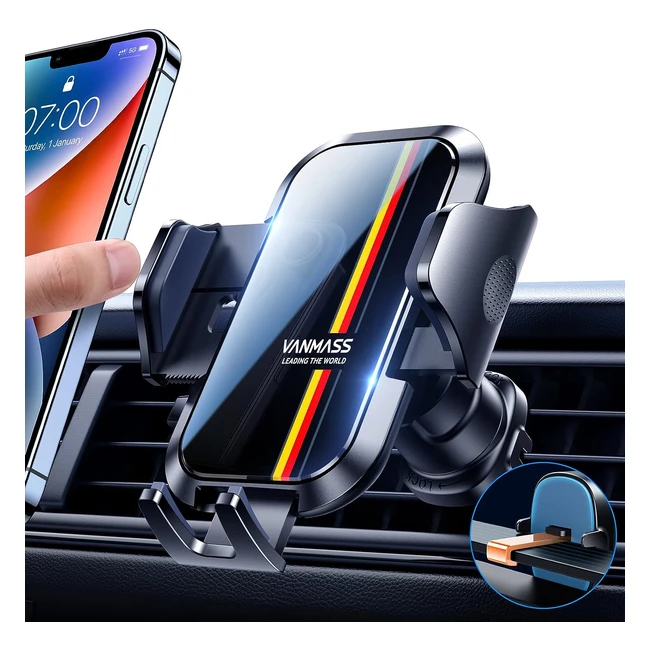 Vanmass 2023 Upgrade Handyhalterung Auto Lüftungshaken 360° drehbarer Autohalter 100% Silikonschutz für iPhone 14 13 Samsung