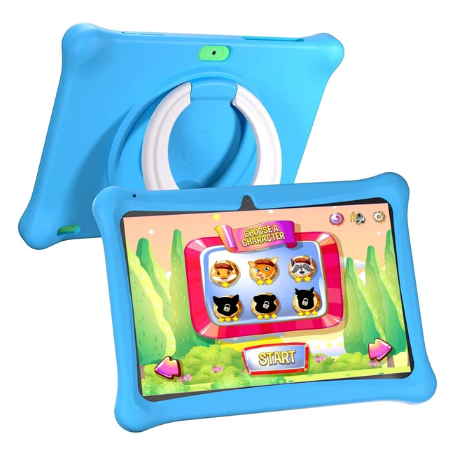 Tablet Bambini 10 Pollici Touch 2GB RAM 64GB ROM Android 12 Educativo Custodia Controllo Parentale Fotocamera Giochi Bluetooth Blu