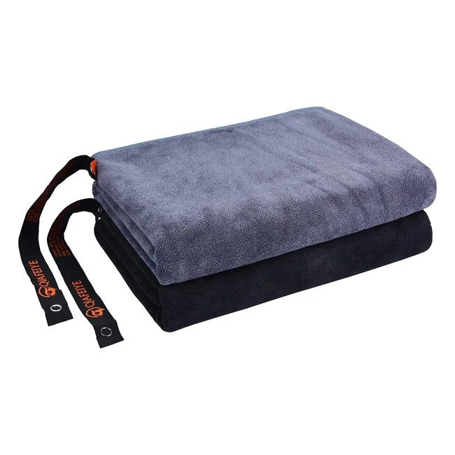 Asciugamani da fitness Qiafeiye per sport e viaggi - 50 cm x 100 cm - Confezione da 2 - Grigio/Nero