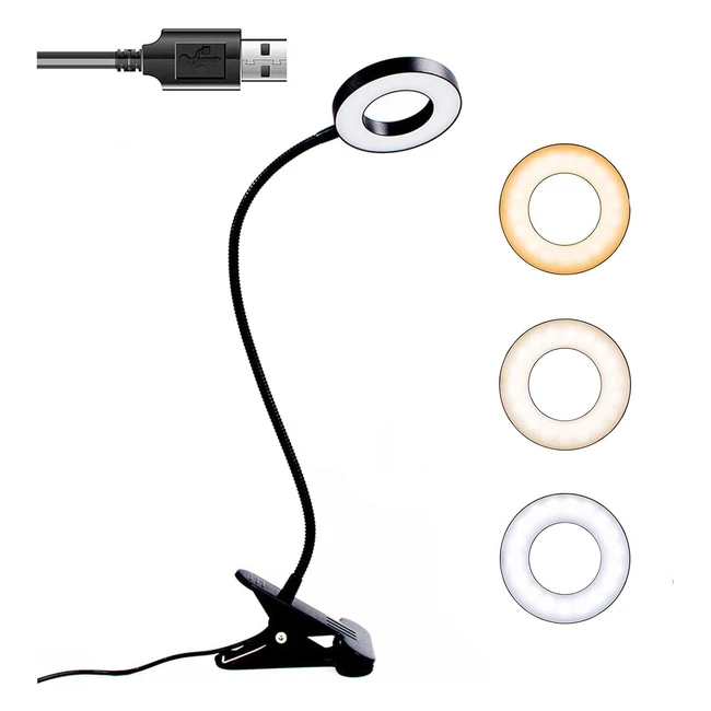 Jaragar Clip On Light - 48 LED USB Desk Light with 3 Color Modes  10 Brightness