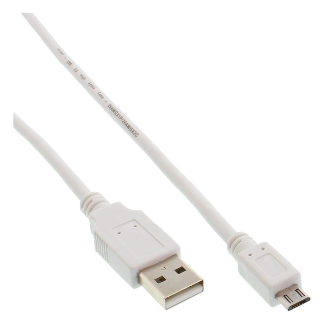 Cable USB 15m Inline, Conector USB-A a Micro USB-B, Blanco