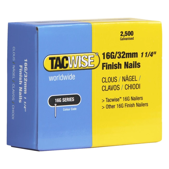 Chiodi diritti Tacwise 294 16 g 32 mm - Confezione da 2500 - Argento