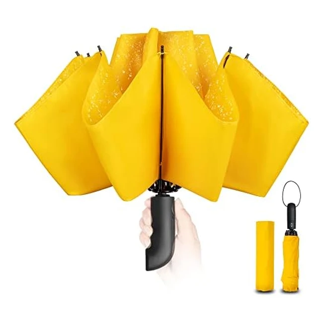 Conlun Kompakter Faltbarer Regenschirm Sturmfest Schwarz 105 cm Spannweite