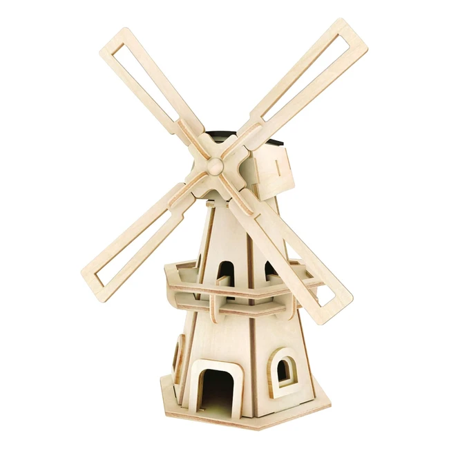 Moulin à vent en bois solaire Pebaro 8341 - 34 pièces - 8 x 12 x 21 cm