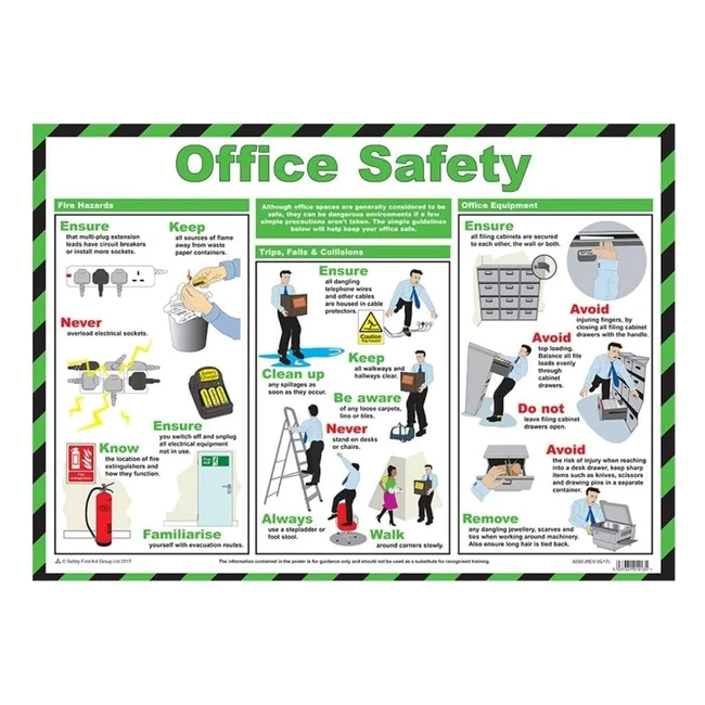 Safety First Aid Group Office Safety Poster - Laminated A2 (590x420mm)