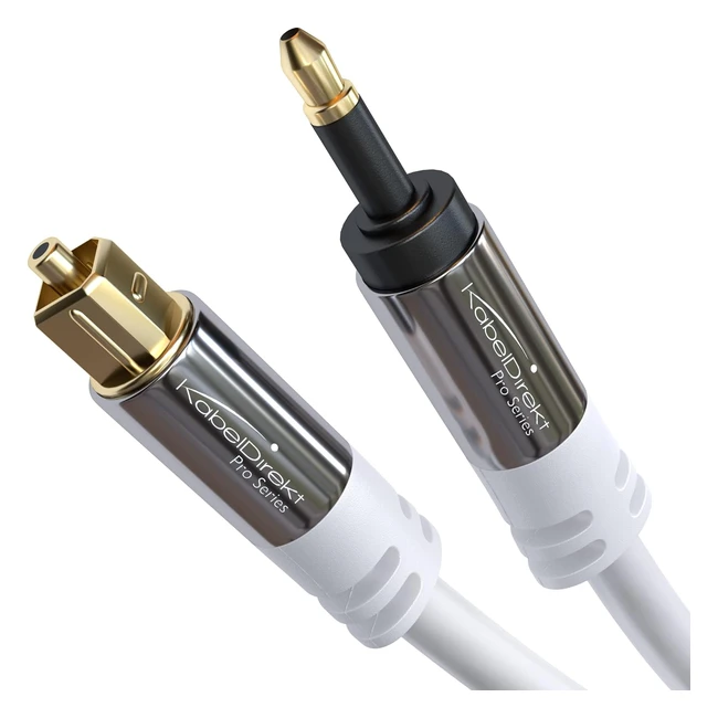 Minitoslink Optical Audio Cable - White, 2m - Signal Protection, Fiber Optic, Soundbars, Stereo Systems