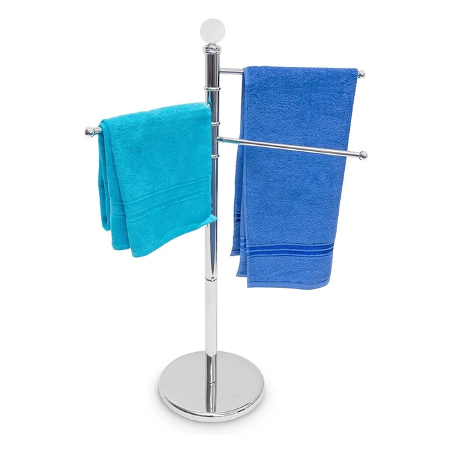 Porta asciugamani da terra con 3 bracci orientabili in acciaio inox cromato - Design moderno ed elegante