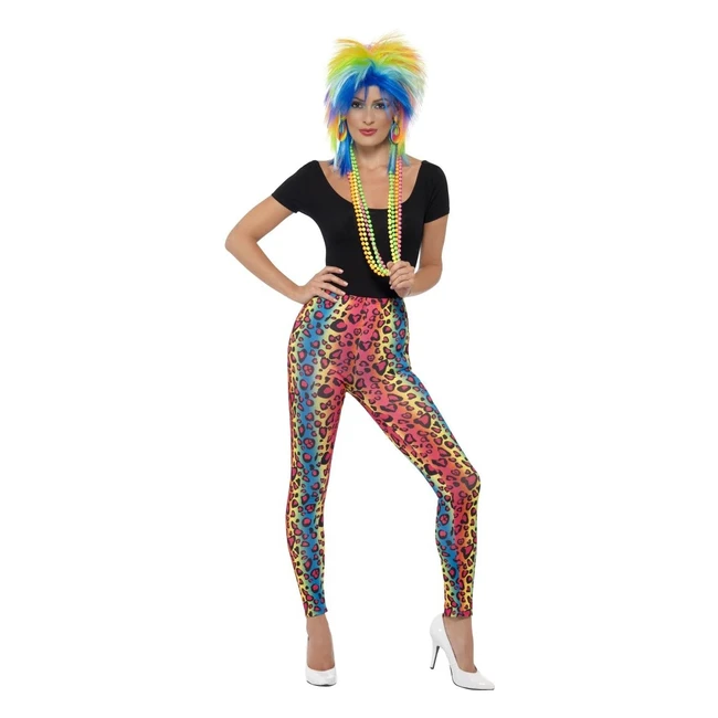 Smiffys Damen Neon Leoparden Print Leggings One Size 26673 - Kunterbunte Leggings für Karneval und Halloween
