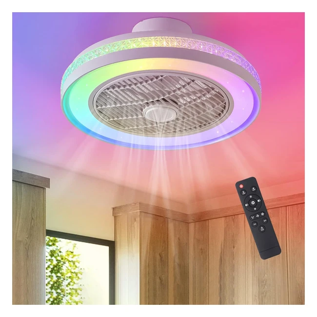 Modern Bladeless Ceiling Fans with Lights - 50cm Dimmable LED - Low Profile Ceil