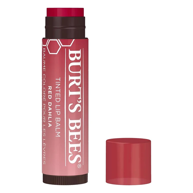 Burt's Bees Tinted Lip Balm - Red Dahlia | Moisturizing Lip Tint with Shea Butter | 100% Natural | 8 Hours of Hydration