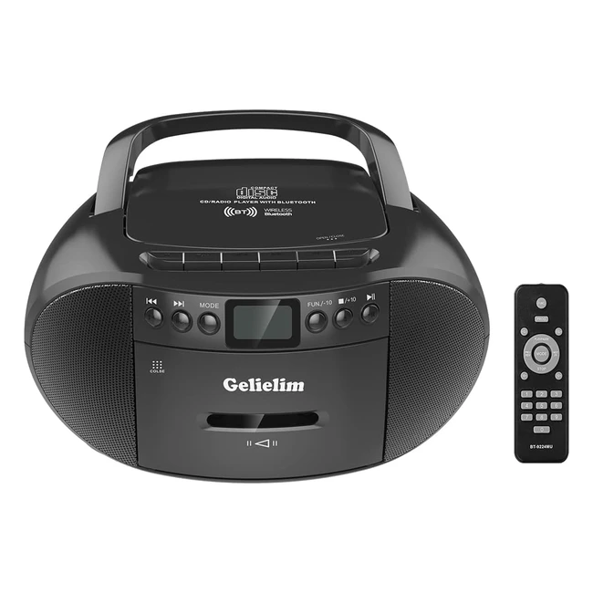 Gelielim Portable CD and Cassette Player Boombox Combo - High Quality Sound, Bluetooth Speaker, Remote Control