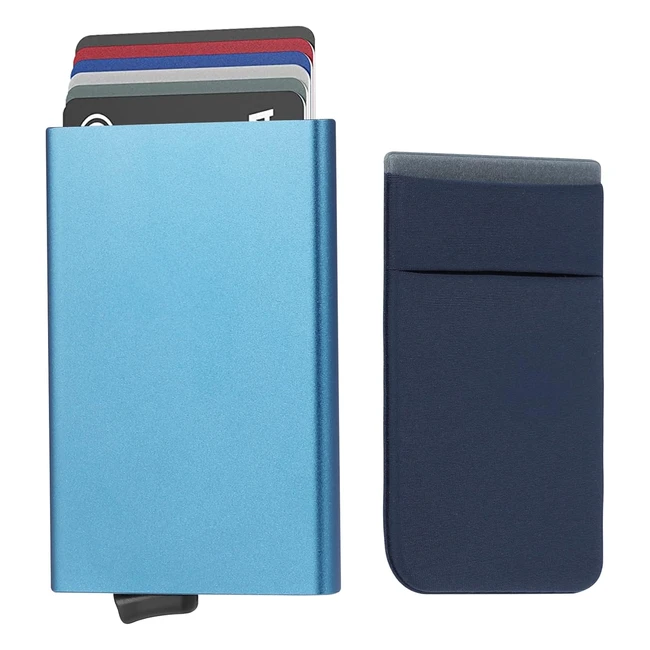 Porte-cartes de crédit RFID Eucomir avec blocage et sac de carte - Homme minimaliste - Coffret cadeau inclus - Bleu marine