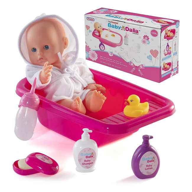 Ensemble de bain pour poupée Prextex 8 pièces avec baignoire, robe de cérémonie et accessoires - Cadeau idéal pour garçons et filles