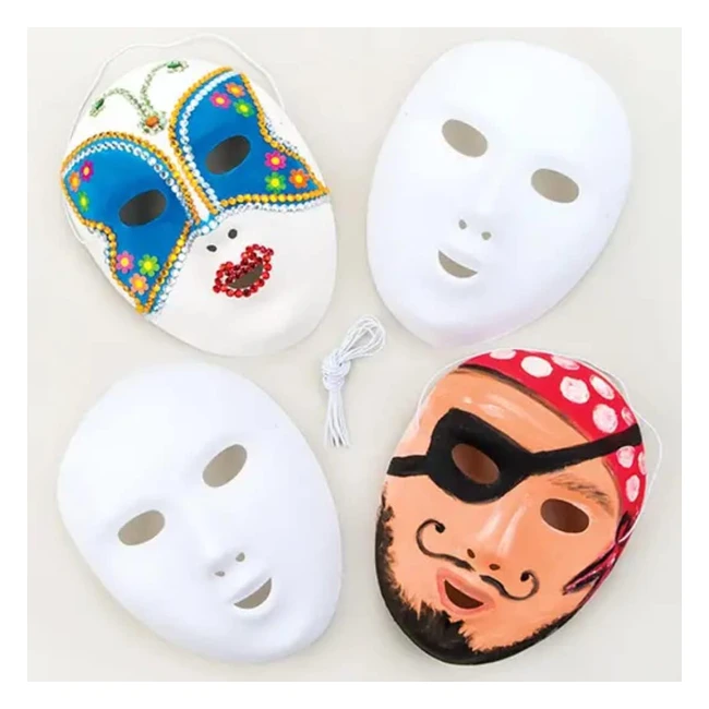 Pack de 8 Máscaras Blancas Flocadas para Niños - Baker Ross