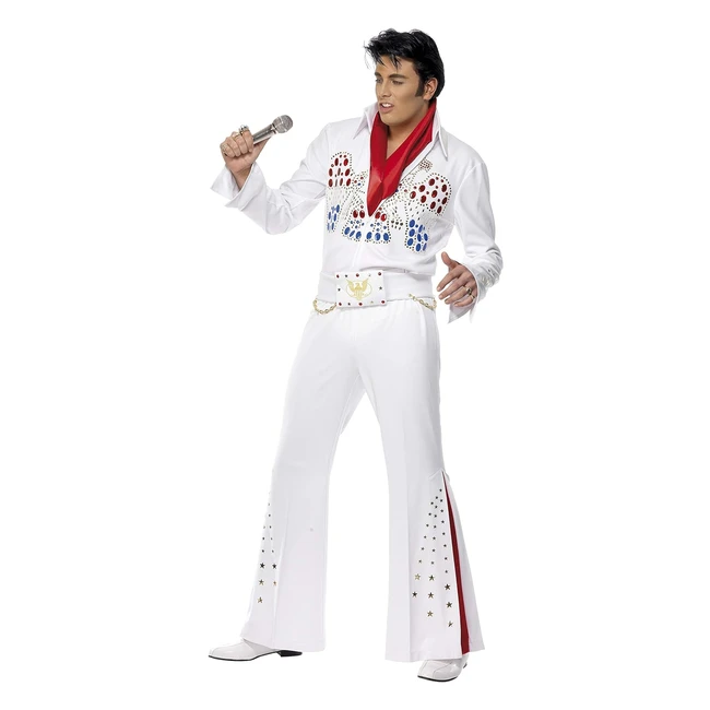 Costume Elvis American Eagle Blanc - Combinaison/Pantalon/Ceinture - Smiffys