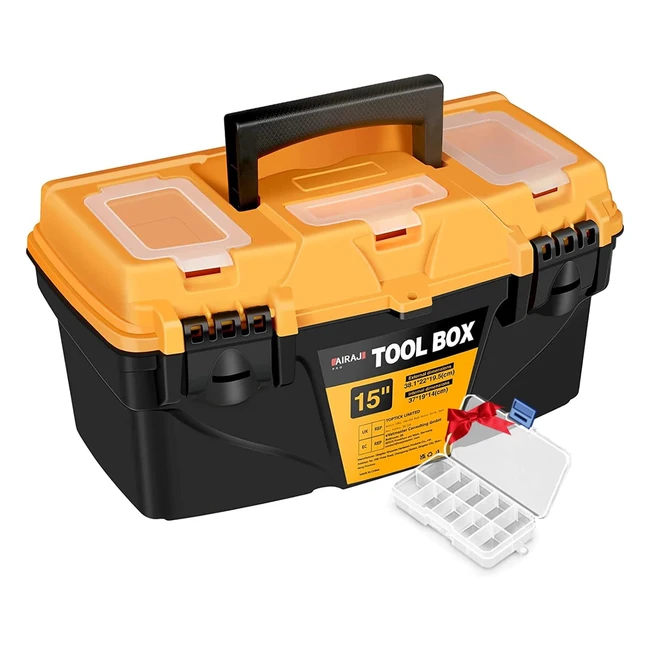 airaj 15 Tool Box with Double Locking Buckle - Lightweight Plastic Tool Box with