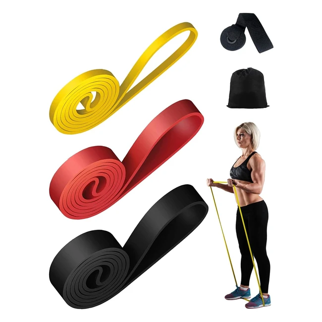 Bande élastique musculation 3 résistances + ancrage porte - Facile à transporter - Fitness, Pilates, Stretch, Yoga