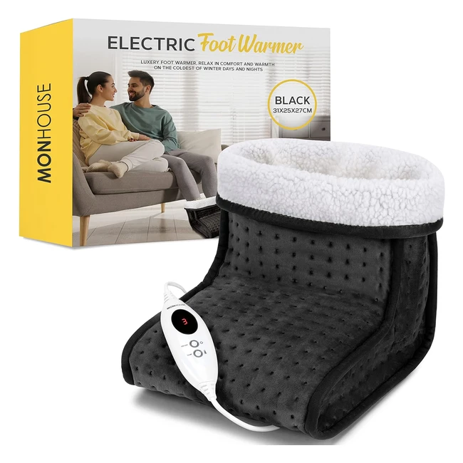 Monhouse Electric Foot Warmer - Fast Heating, Relaxing Comfort Heat Therapy - Soft and Breathable - for Home and Office - DGrey