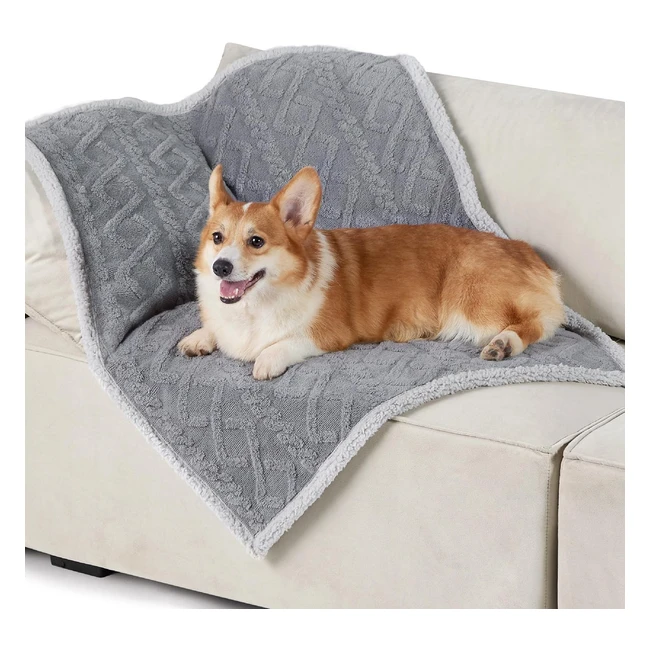 Lesure Large Dog Blanket - Waterproof, Soft Plush Grey - 80x100cm