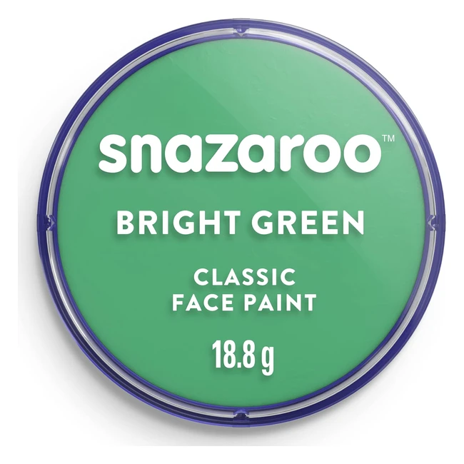 Snazaroo Classic Face and Body Paint - Bright Green, Water Based, Easily Washable, Non-toxic - Ages 3+