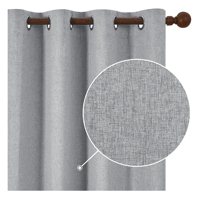 Deconovo Faux Linen Blackout Curtains - W46 x L54 - Dark Grey