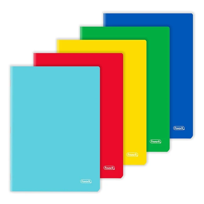 Cuadernos A4 Favorit, Rayas Cuadriculadas 5 mm, 80g, Paquete de 10, Colores Surtidos