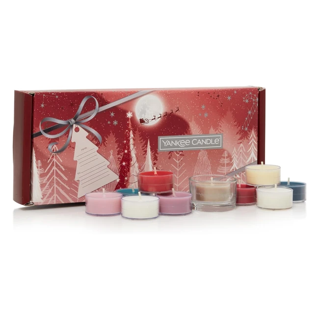 Yankee Candle Gift Set - Bright Lights Collection - 10 Scented Tea Lights & Holder