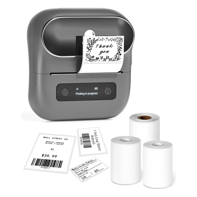 Impresora de Etiquetas Phomemo M220 - Bluetooth - 3 Rollos de Etiquetas - Gris