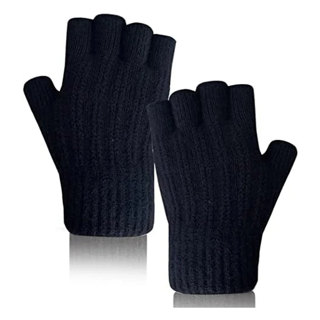 Gants d'hiver demi-doigts chauds pour hommes et femmes - Extensibles et pratiques