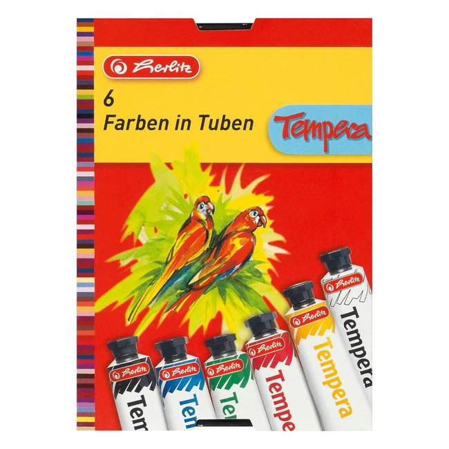 Herlitz 6 Temperafarben Tuben - Intensive Farben, wischfest, mischbar