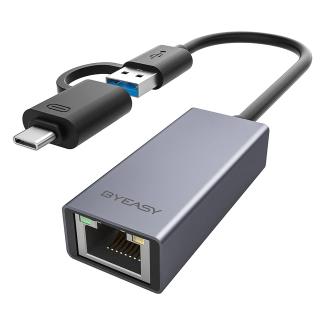 BYESY USB C Ethernet Adapter Gigabit USB LAN Adapter USB zu RJ45 10100 1000 Mbps Aluminium Netzwerkadapter