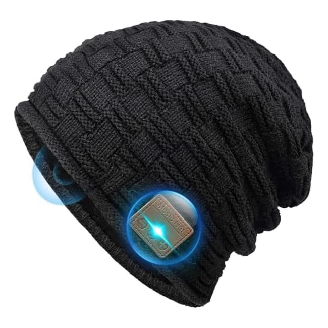 Cappello Bluetooth Hanpure - Cuffie Integrate e Microfono - Regalo Uomo Donna - Morbido e Caldo - Nero