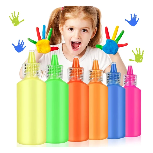 AOMIG Kids Washable Finger Paints 6 Pack - DIY Fluorescent Colors - Safe  Non-T