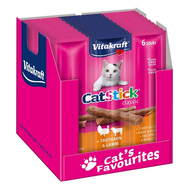 Vitakraft Catstick Mini - Dolcetto per Gatti con Tacchino e Agnello - Confezione