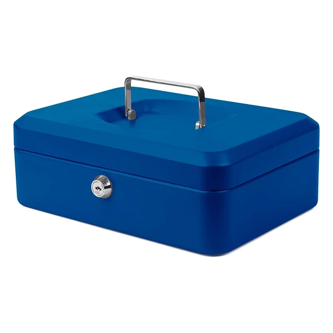 Caissette Monnaie Pavo 8011766 25 cm Bleu - Compartiment pour Pièces en ABS - Serrures Cylindriques