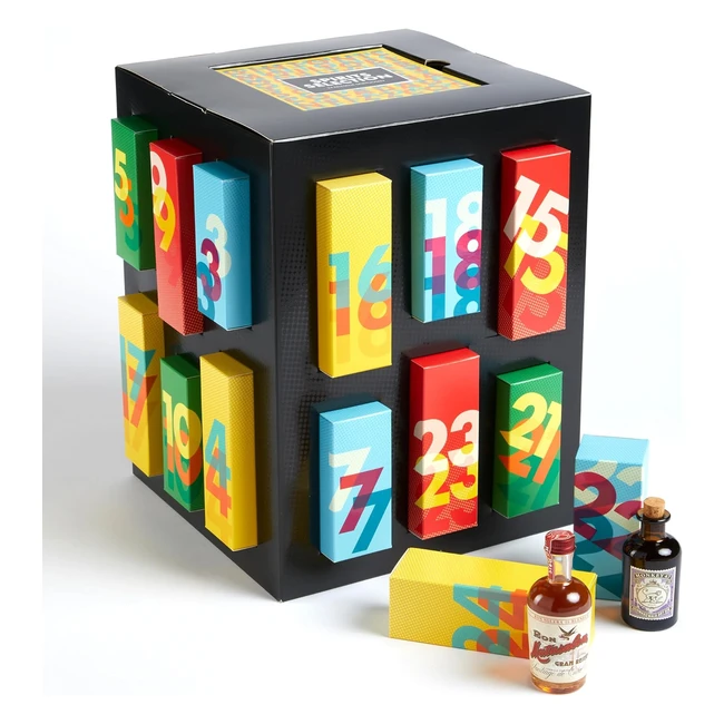 Premium Adventskalender 2023 mit 24 Miniaturflaschen, Cocktail Shaker Set und Booklet - Whisky, Gin, Rum, Vodka, Likör